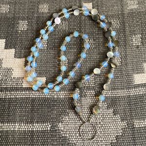 Genuine moonstone and abalone shell lanyard